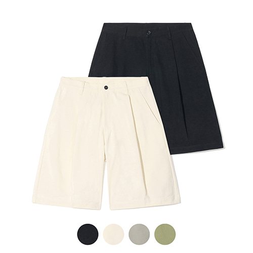 [UNISEX] [PACKAGE] Pintuck Wide Bermuda Pants (4COLOR)