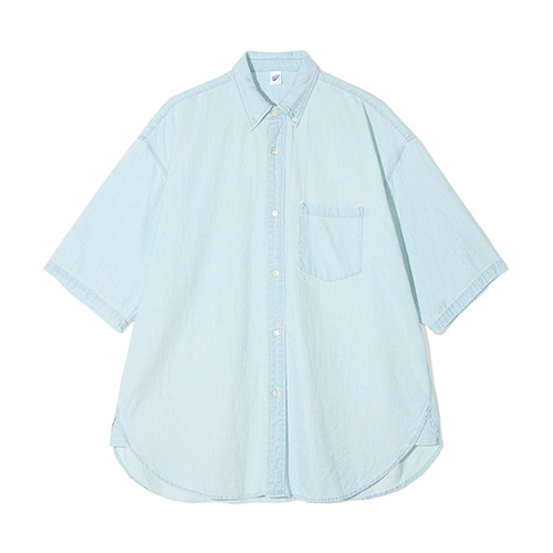 [UNISEX] Stone Washing Denim A-Line Overfit Half Shirts