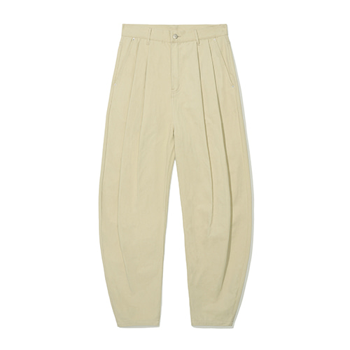 Wide Rounding Tapered Two Tuck Pants